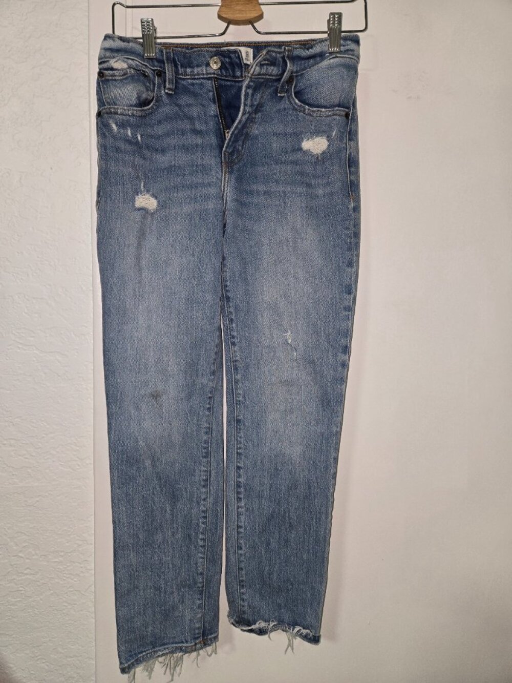 Abercrombie & Fitch Mid Rise Boyfriend Jeans Distressed Light Wash Raw Size 24 - Picture 5 of 7